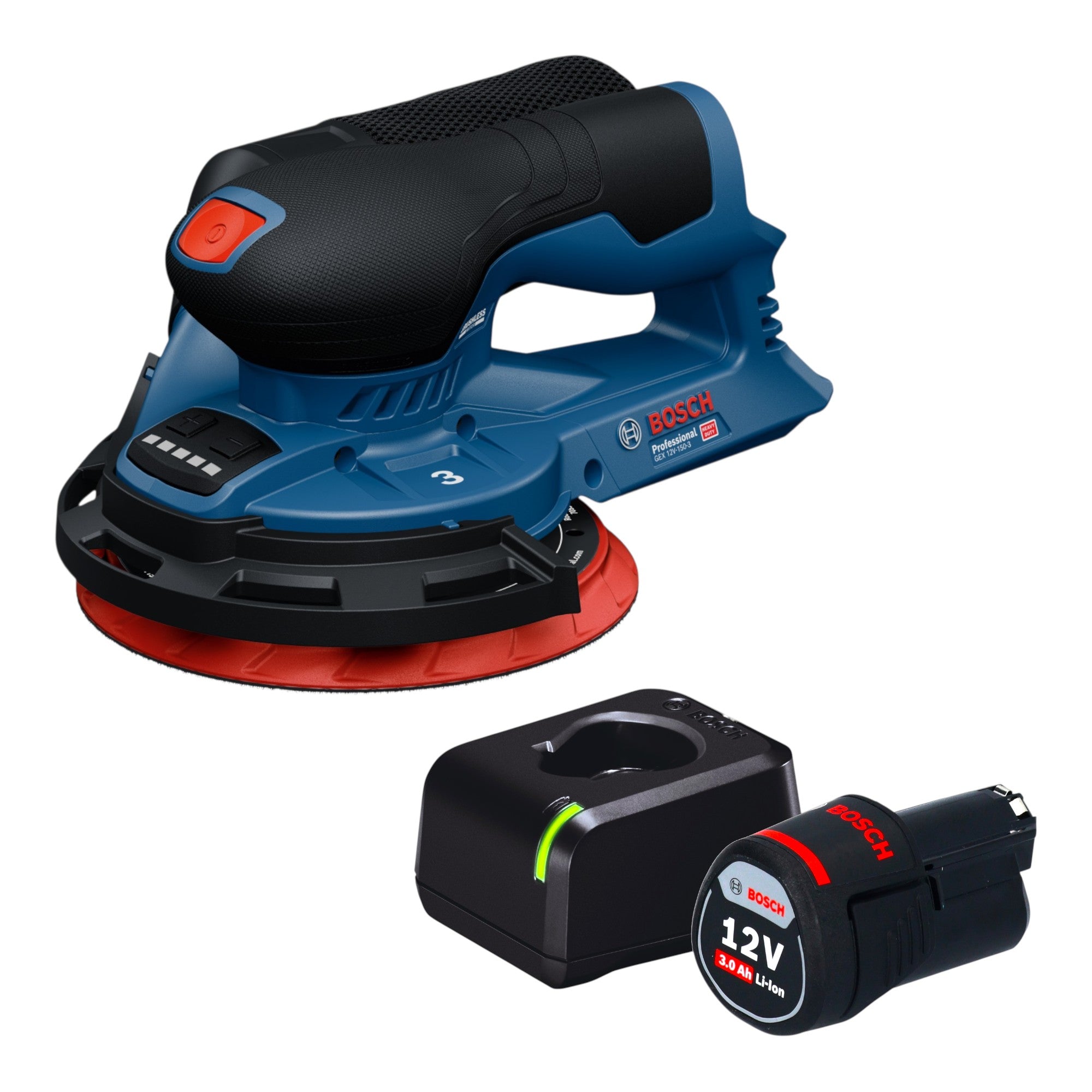 Bosch GEX 12V 150 3 Professional Akku Exzenterschleifer 12 V 150 mm Brushless 1x Akku 3 0 Ah Ladegeraet 0 - toolbrothers