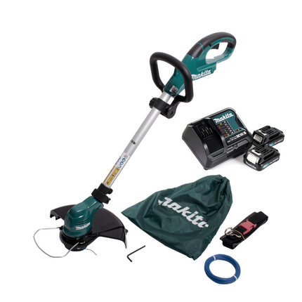 Makita UR 100 DSAE Akku Rasentrimmer 10,8V + 2x Akku 2,0Ah + Lader + 1x Fadenkopf und Zubehör - Toolbrothers