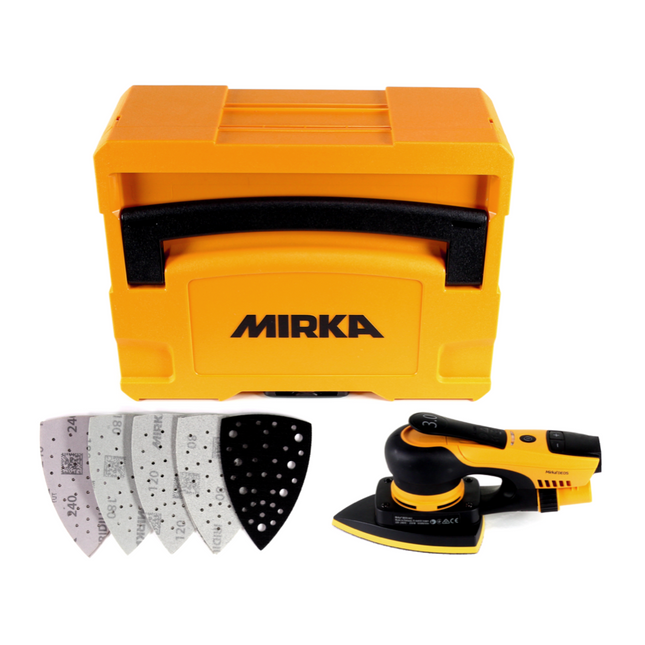 Mirka DEOS Delta-Kit Abranet DEOS 663CV Deltaschleifer 250W 100x152x152mm 3,0mm Hub + 150 Stk. Delta Schleifblätter Grip + systainer ( KIT1908WOMDE ) - Toolbrothers