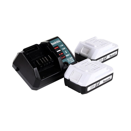 Makita HP 457 DWEX4 akumulatorowa wiertarko-wkrętarka udarowa 18V 42Nm seria G + 2x akumulator 1,5Ah + ładowarka + 70 szt. zestaw wierteł + walizka