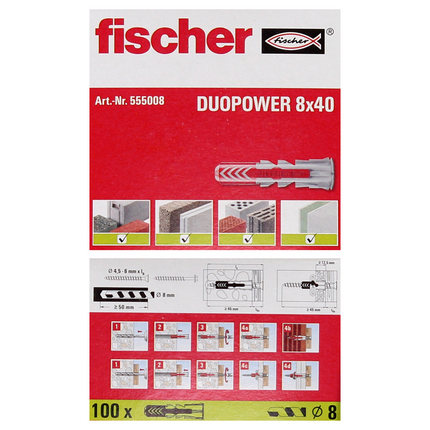 Fischer Spreizdübel DUOPOWER 8x40mm 100 Stk. ( 555008 )