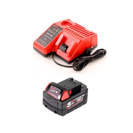 Amoladora angular a batería Milwaukee HD18 AG-125-501M 18V 125mm + 1x batería 5.0Ah + cargador + 25x discos de corte + 5x discos abrasivos + M-Box