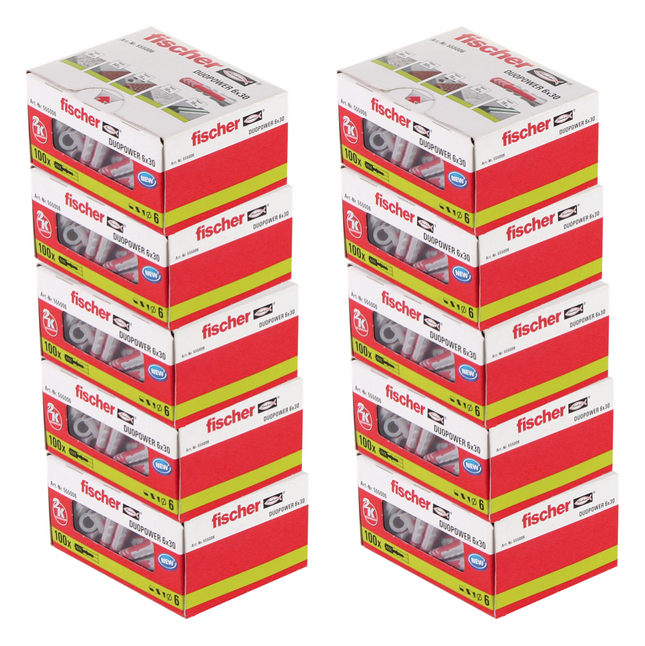 Cheville à expansion Fischer DUOPOWER 6x30mm 1000 pièces (10x 555006)