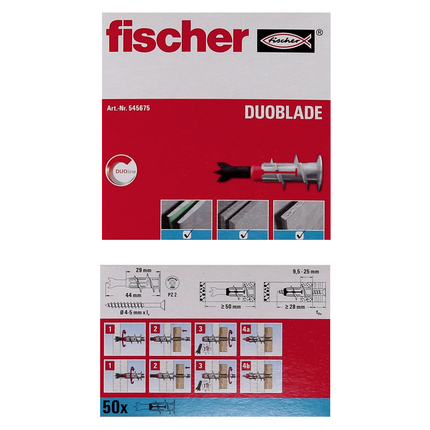 Fischer Gipskartondübel DUOBLADE 44mm 100 Stk. ( 2x 545675 )