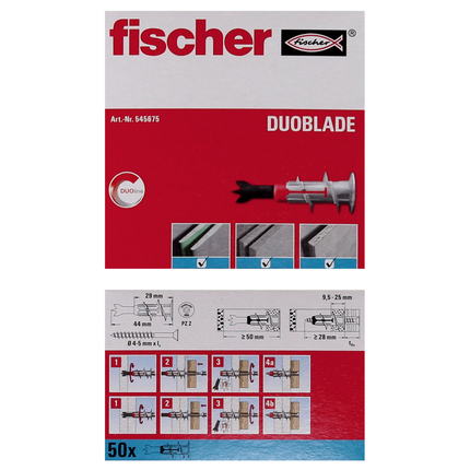 Fischer Gipskartondübel DUOBLADE 44mm 1000 Stk. ( 20x 545675 )
