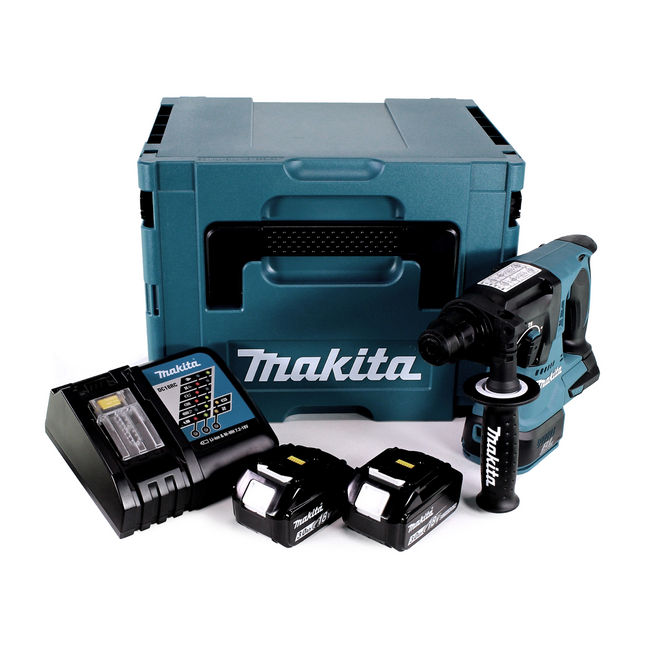 Makita DHR 242 RFJ cordless hammer drill 18V 2.0J SDS-plus Brushless + 2x rechargeable battery 3.0Ah + charger + Makpac
