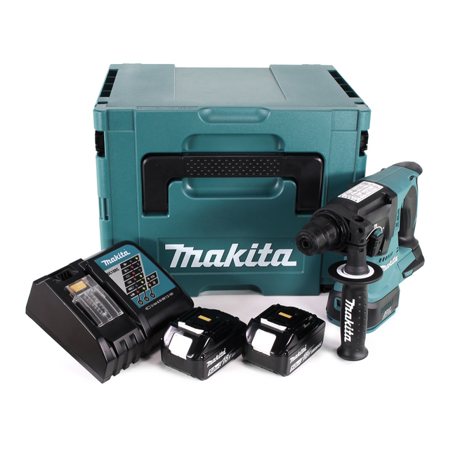 Makita DHR 242 RTJ cordless hammer drill 18V 2.0J SDS-plus Brushless + 2x rechargeable battery 5.0Ah + charger + Makpac
