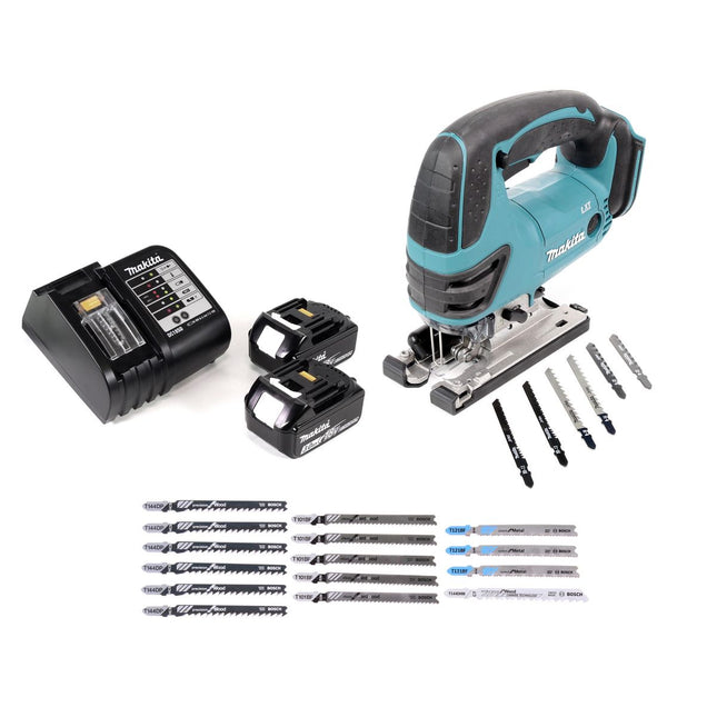 Sierra de calar a batería Makita DJV 180 SF 18V + 2x baterías 3.0Ah + cargador + 21x hojas de sierra de calar