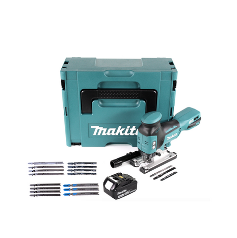 Makita DJV 181 T1J Akku Pendelhubstichsäge 18V Brushless + 1x Akku 5,0Ah + Bosch 15tlg. Stichsägeblatt Set + Makpac - ohne Ladegerät