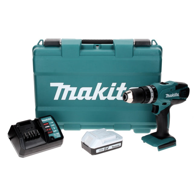 Makita HP 457 DW ( G-Serie ) Perceuse-visseuse à percussion sans fil 18 V 42 Nm + 1x Batterie 1,5 Ah + Chargeur + Coffret
