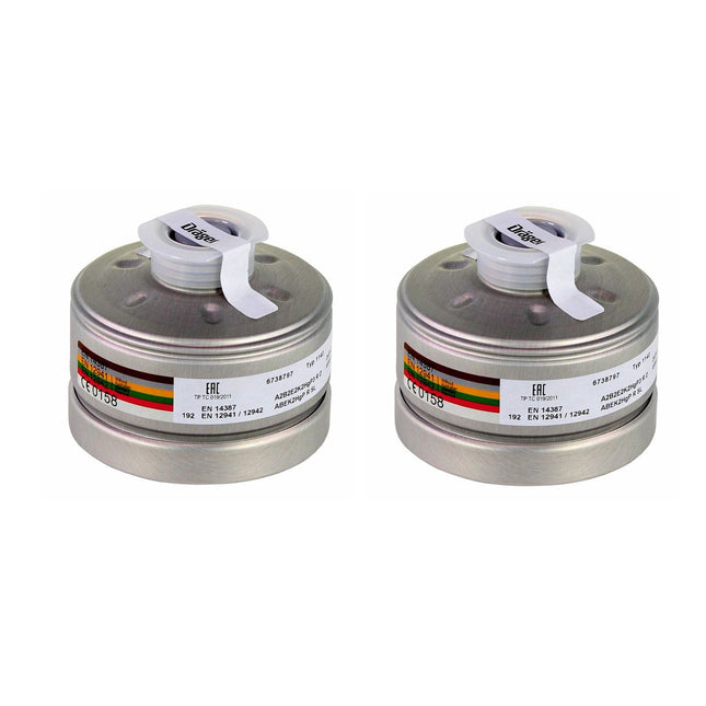 Dräger 2x X-plore Rd40 filtro respiratorio A2B2E2K2 Hg P3 RD (2x 6738797) EN148-1 para máscara completa X-plore 6000