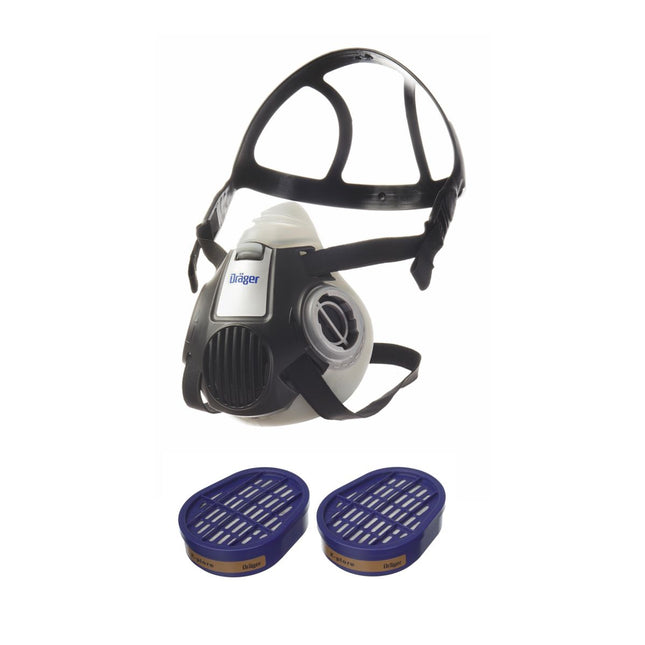 Máscara respiratoria Dräger X-plore 3300 L media máscara para filtro de bayoneta tamaño L + 2x filtro de gas X-plore A2 filtro de bayoneta (6738873)