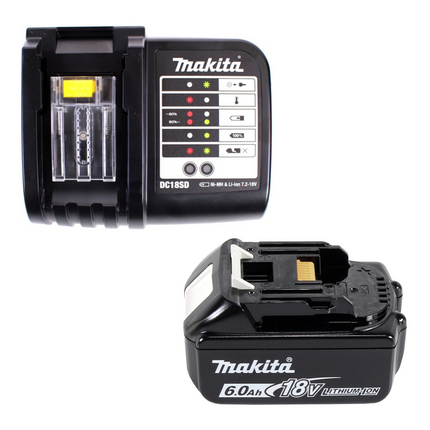 Llave de impacto a batería Makita DTD 156 SG1X4 18V 155Nm + 1x batería 6,0Ah + cargador + juego de brocas de 70 piezas + maletín de herramientas de aluminio X4 con inserto universal