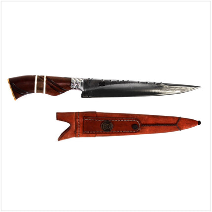 Serra Grande "Faca Bruta" Coltello da cucina tradizionale brasiliano forgiato a mano INOX 6 mm, lama da 20,3 cm + Fodero in vera pelle