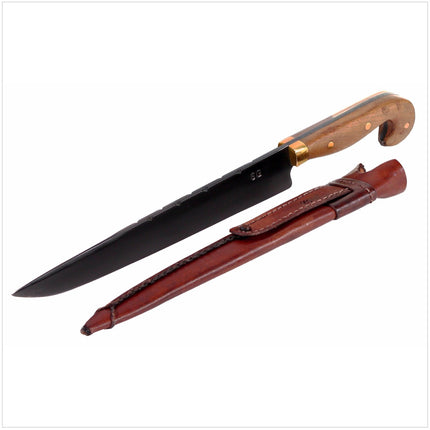 Serra Grande "Faca de Tala Carbono" Coltello da cucina tradizionale brasiliano forgiato a mano CARBON, lama da 25,4 cm + Fodero in vera pelle