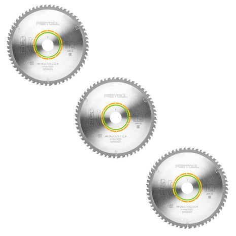 Festool 3x fine tooth circular saw blade HW 216 x 2.3 x 30 mm W60 216 mm 60 teeth ( 3x 500125 )