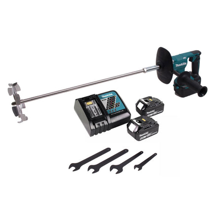 Makita DUT 130 RG cordless mixer 18V M14 Brushless + 2x rechargeable battery 6.0Ah + charger