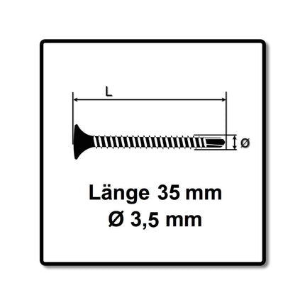 SPAX GIX-D Drywall Screws 3.5x35mm Drill Tip Phosphated - Full Thread - Trumpet Head - Cross Recess H2 1000 pcs. (1991170350356)