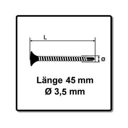 SPAX GIX-D Schnellbauschrauben 3,5x45 mm Bohrspitze Phosphatiert 1000 Stück ( 1991170350456 ) Vollgewinde , Trompetenkopf, Kreuzschlitz H2 - Toolbrothers