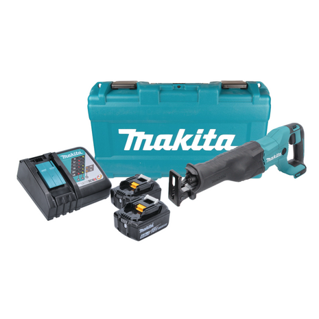 Makita DJR186RGK Cordless Reciprocating Saw 18V + 2x Batteries 6.0 Ah + Charger + Case