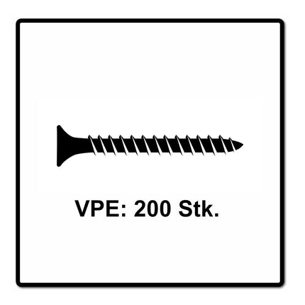 Fischer Power-Fast II FPF II Spanplattenschraube 4,0x35 mm 200 Stück ( 670156 ) Senkkopf mit Torx Vollgewinde galvanisch verzinkt, blau passiviert