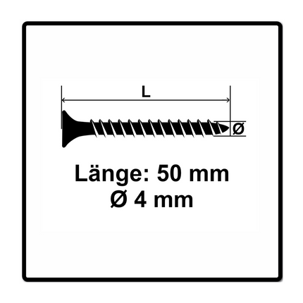Fischer Power-Fast II FPF II tornillos para aglomerado 4,0x50 mm 200 piezas (670162) cabeza avellanada con rosca completa Torx, galvanizado, pasivado azul