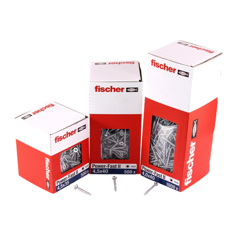 Vis pour panneaux d'aggloméré Fischer Power-Fast II FPF II 4,5x30 mm 500 pièces (670257) tête fraisée avec filetage complet Torx, galvanisées, passivée bleue