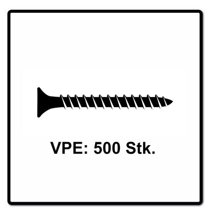 Fischer Power-Fast II FPF II tornillo para aglomerado 4,5x45 mm 500 piezas (670263) cabeza avellanada con rosca completa Torx, galvanizado, pasivado azul