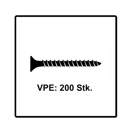 Fischer Power-Fast II FPF II tornillos para aglomerado 5,0x25 mm 200 piezas (670349) cabeza avellanada con rosca completa Torx, galvanizado, pasivado azul