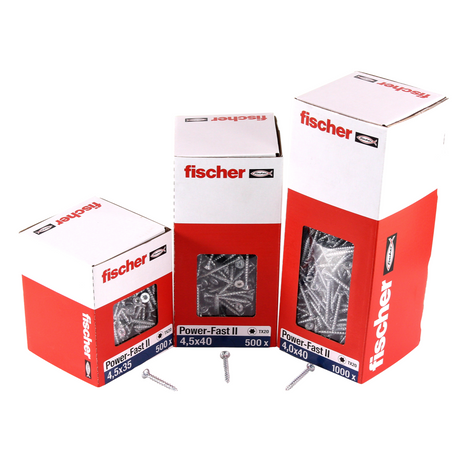 Fischer Power-Fast II FPF II Chipboard screw 5.0x25mm, 200 pcs. Countersunk head with Torx drive, Full thread, galvanised, blue passivated (670349)