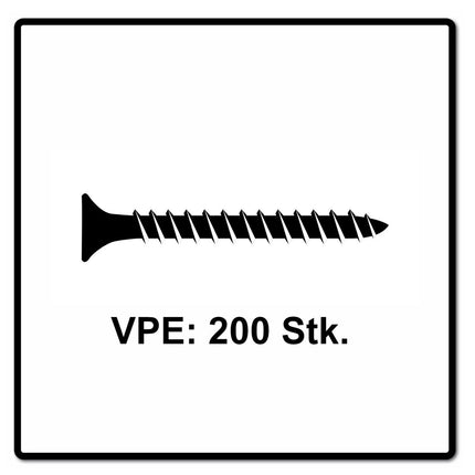 Fischer Power-Fast II FPF II tornillos para aglomerado 5,0x30 mm 200 piezas (670350) cabeza avellanada con rosca completa Torx, galvanizado, pasivado azul