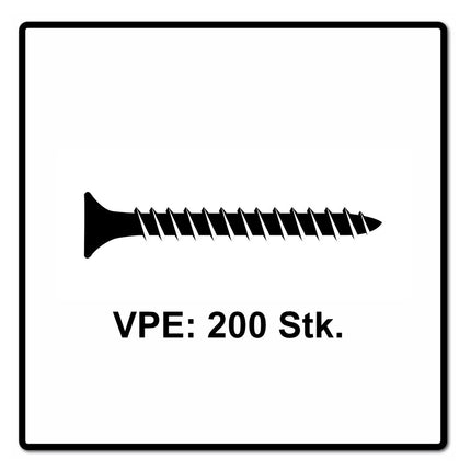 Fischer Power-Fast II FPF II Viti per legno 5,0x45 mm, 200 pz. ( 670356 ) Testa svasata, Torx, filettatura completa, zincate, passivato blu