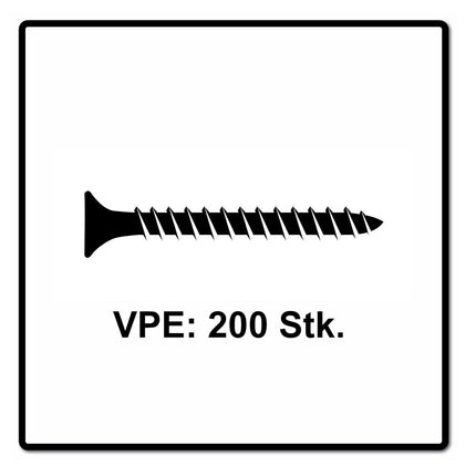 Fischer Power-Fast II FPF II Viti per legno 5,0x50 mm, 200 pz. ( 670358 ) Testa svasata, Torx, filettatura completa, zincate, passivato blu