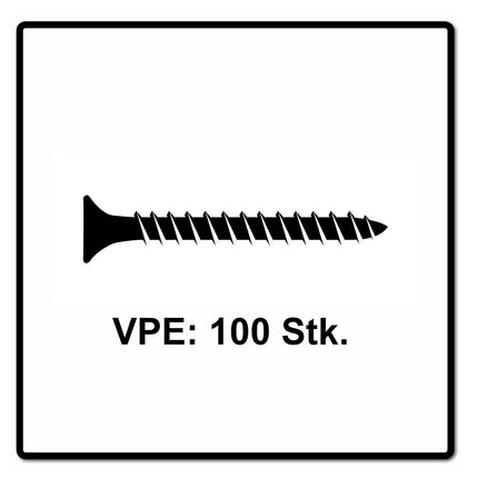 Fischer Power-Fast II FPF II Spanplattenschraube 6,0x50 mm 100 Stück ( 670452 ) Senkkopf mit Torx Vollgewinde galvanisch verzinkt, blau passiviert