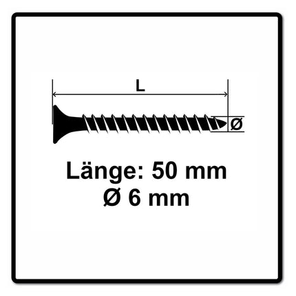 Fischer Power-Fast II FPF II Viti per truciolato 6,0x50 mm - 400 pz. ( 670454 ) Testa svasata con filettatura piena Torx galvanizzato, passivato blu