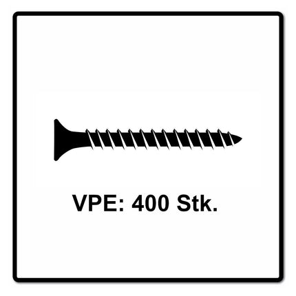 Fischer Power-Fast II FPF II Viti per truciolato 6,0x50 mm - 400 pz. ( 670454 ) Testa svasata con filettatura piena Torx galvanizzato, passivato blu