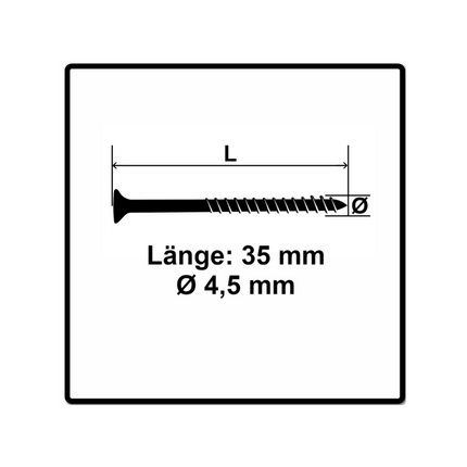 Fischer Power-Fast II FPF II Viti per legno 4,5x35 mm, 500 pz. ( 670267 ) Testa svasata, Torx, filettatura parziale, zincate, passivato blu