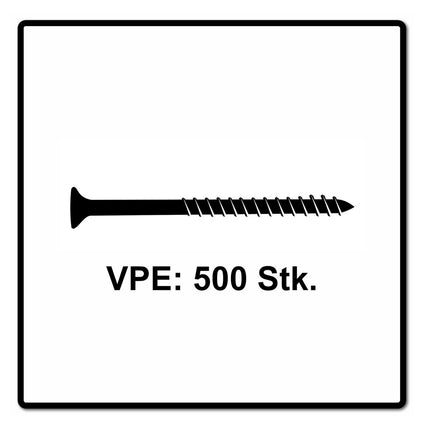 Fischer Power-Fast II FPF II tornillos para aglomerado 4,5x80 mm 500 piezas (670280) cabeza avellanada con rosca parcial Torx, galvanizado, pasivado azul