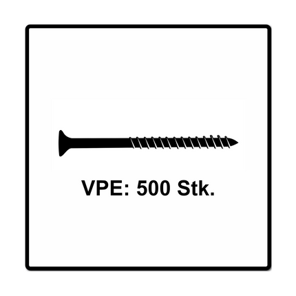 Fischer Power-Fast II FPF II Spanplattenschraube 5,0x60 mm 500 Stück ( 670379 ) Senkkopf mit Torx Teilgewinde galvanisch verzinkt, blau passiviert