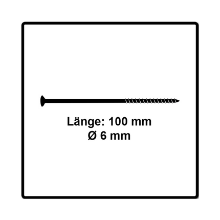 Fischer Power-Fast II FPF II Spanplattenschraube 6,0x100 mm 100 Stück ( 670457 ) Senkkopf mit Torx Teilgewinde galvanisch verzinkt, blau passiviert