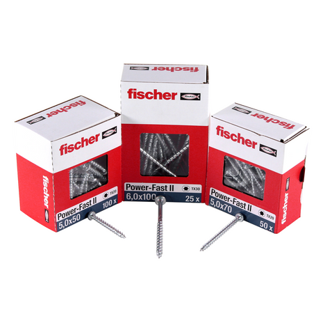 Fischer Power-Fast II FPF II Viti per pannelli 6,0x100 mm - 25 pz. ( 670458 ) Testa svasata con filettatura Torx piena elettrolitica, blu passivata