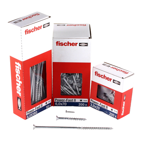 Fischer Power-Fast II FPF II tornillos para aglomerado 6,0x160 mm 100 piezas (670464) cabeza avellanada con rosca parcial Torx, galvanizado, pasivado azul