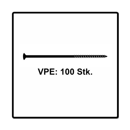 Fischer Power-Fast II FPF II Spanplattenschraube 6,0x160 mm 100 Stück ( 670464 ) Senkkopf mit Torx Teilgewinde galvanisch verzinkt, blau passiviert
