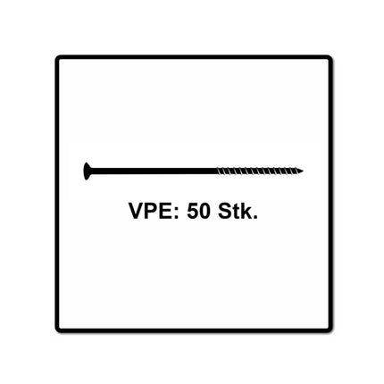 Fischer Power-Fast II FPF II Spanplattenschraube 6,0x280 mm 50 Stück ( 670473 ) Senkkopf mit Torx Teilgewinde galvanisch verzinkt, blau passiviert