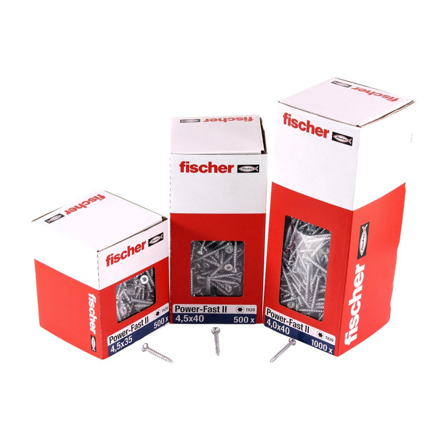 Fischer Power-Fast II FPF II Viti per legno 3,0x16 mm, 200 pz. ( 670057 ) Testa tonda, Torx, filettatura parziale, zincate, passivato blu