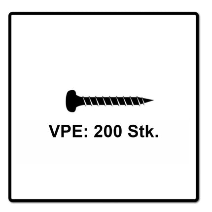 Fischer Power-Fast II FPF II Viti per legno 3,5x12 mm, 200 pz. ( 670097 ) Testa tonda, Torx, filettatura completa, zincate, passivato blu