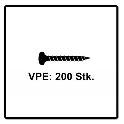 Fischer Power-Fast II FPF II Viti per legno 4,0x20 mm, 200 pz. ( 670235 ) Testa tonda, Torx, filettatura completa, zincate, passivato blu