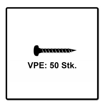 Fischer Power-Fast II FPF II Viti per truciolato 6,0x60 mm - 50 pz. ( 670532 ) Pan Head con filettatura piena Torx galvanizzato, passivato blu