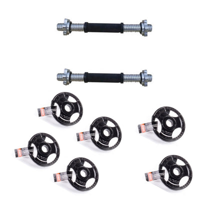 Kurzhantelstangen Set 2 Stück 35cm 2,5 kg + 6x Hantelscheiben Guss Eisen 1,25 kg