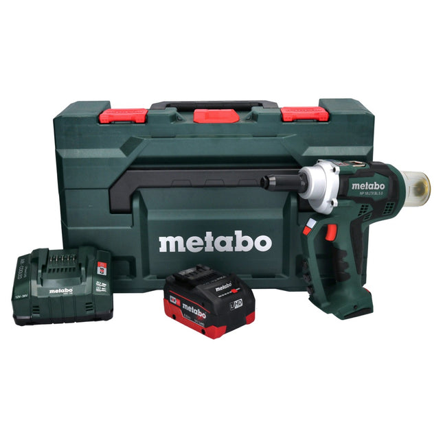 Metabo NP 18 LTX BL 5.0 Cordless Blind Rivet Gun 10 kN 18V Brushless + 1x Battery 5.5 Ah + Charger + MetaBOX Case